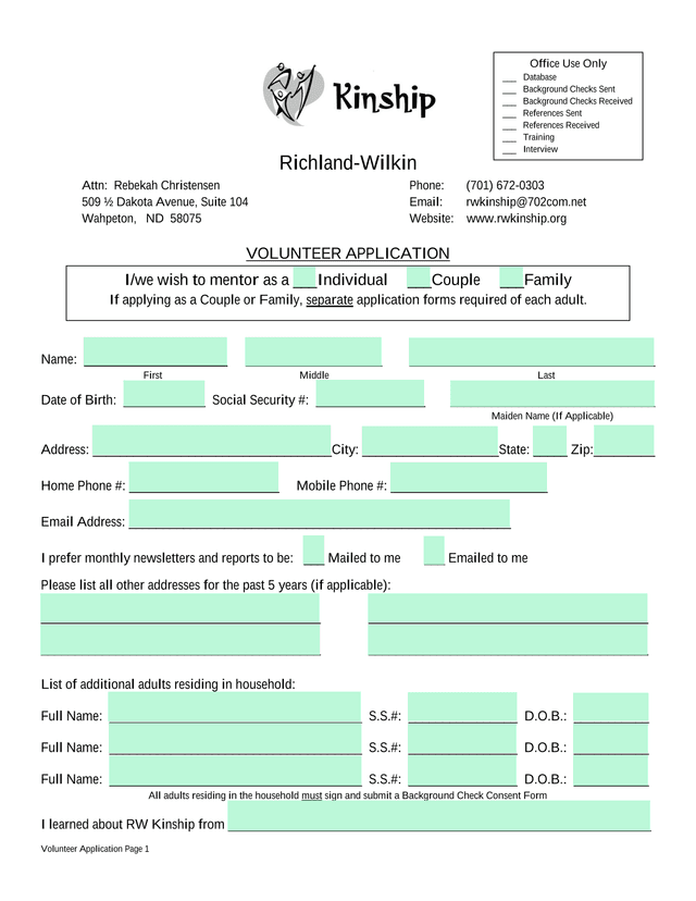 Volunteer Application screenshot