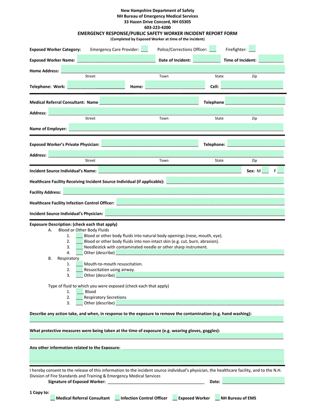 Emergency ResponsePublic Safety Worker Incident Report Form screenshot