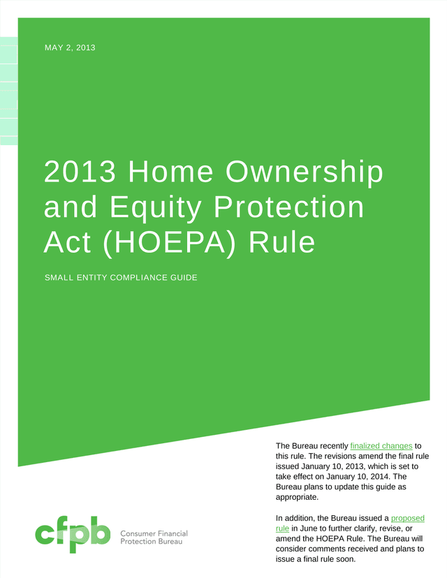 2013 Home Ownership And Equity Protection Act (HOEPA) Rule   Small Entity Compliance Guide screenshot