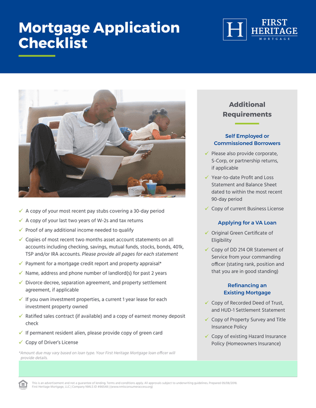 Mortgage Application Checklist screenshot