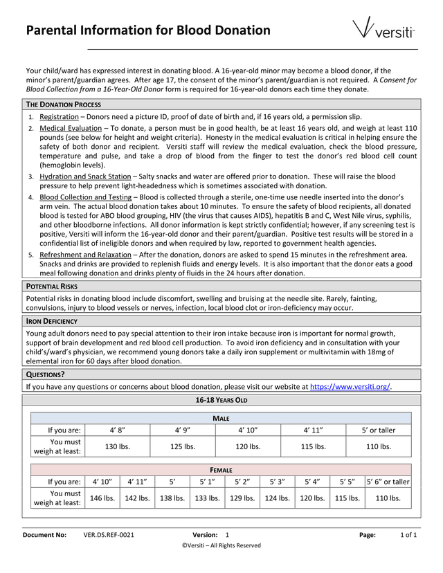 Parental Information For Blood Donation screenshot