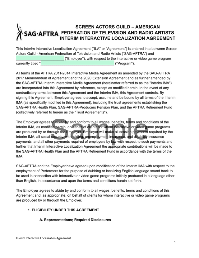 Interim Interactive Localization Agreement screenshot