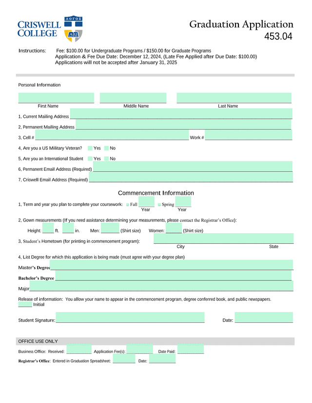 Graduation Application screenshot