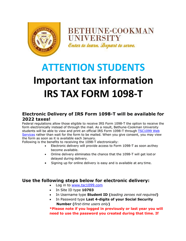 IRS TAX FORM 1098 T screenshot