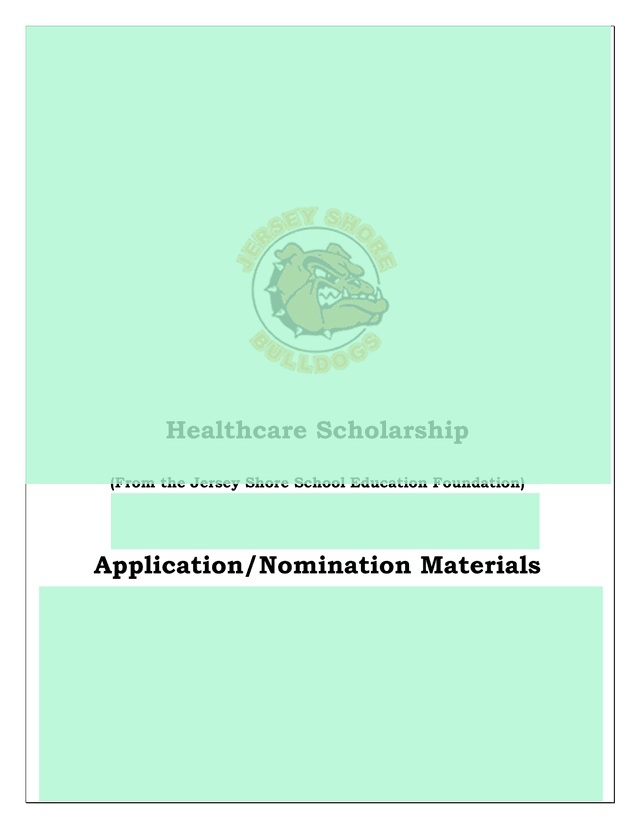Jersey Shore School Education Foundation Student Scholarship Form screenshot