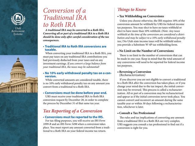 Conversion Of A Traditional IRA To Roth IRA screenshot
