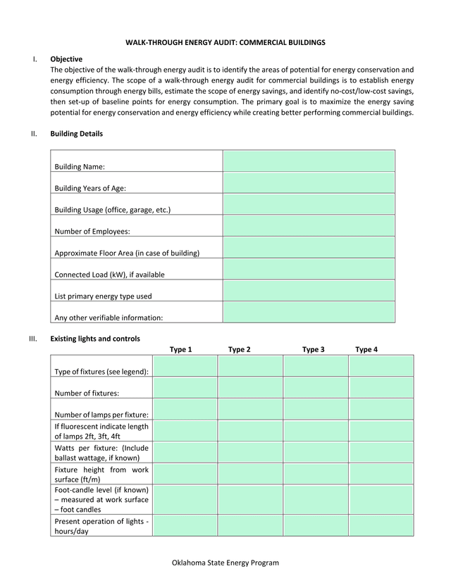 Walk Through Energy Audit Commercial Buildings screenshot