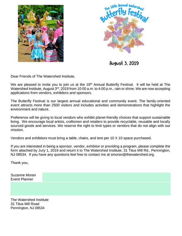 Vendor Application For 19th Annual Butterfly Festival screenshot