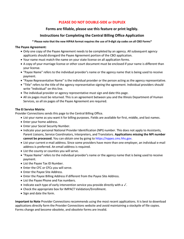 Central Billing Office Application screenshot