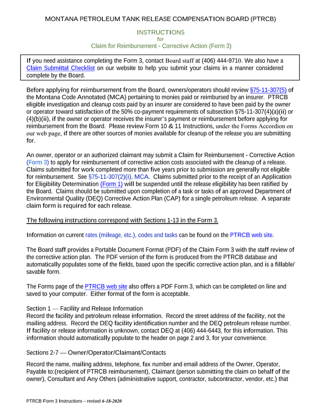 Claim For Reimbursement   Corrective Action (Form 3) screenshot