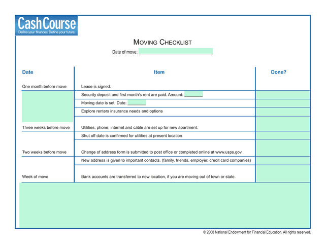 MOVING CHECKLIST screenshot