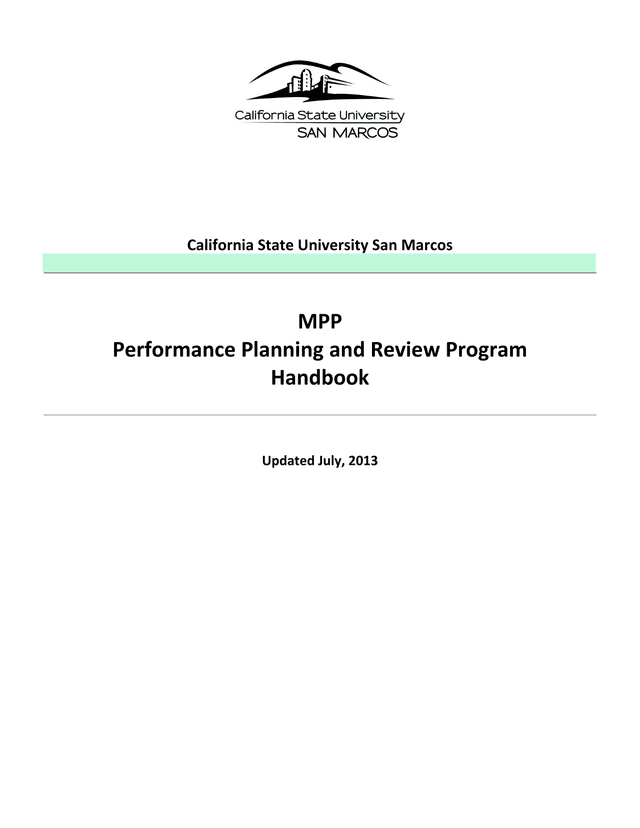 California State University San Marcos MPP Performance Planning And Review Program Handbook screenshot
