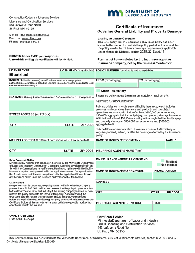 Certificate Of Insurance Covering General Liability And Property Damage Liability Insurance Coverage screenshot