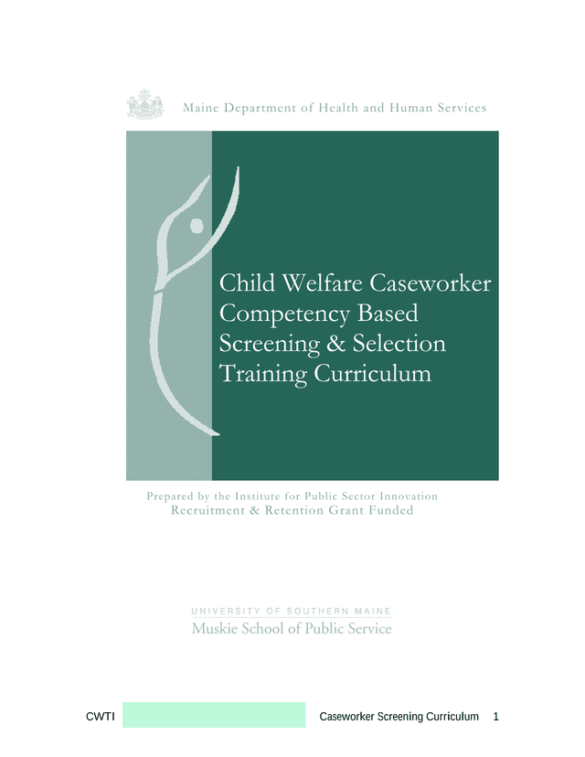 Child Welfare Caseworker Competency Based Screening Curriculum screenshot