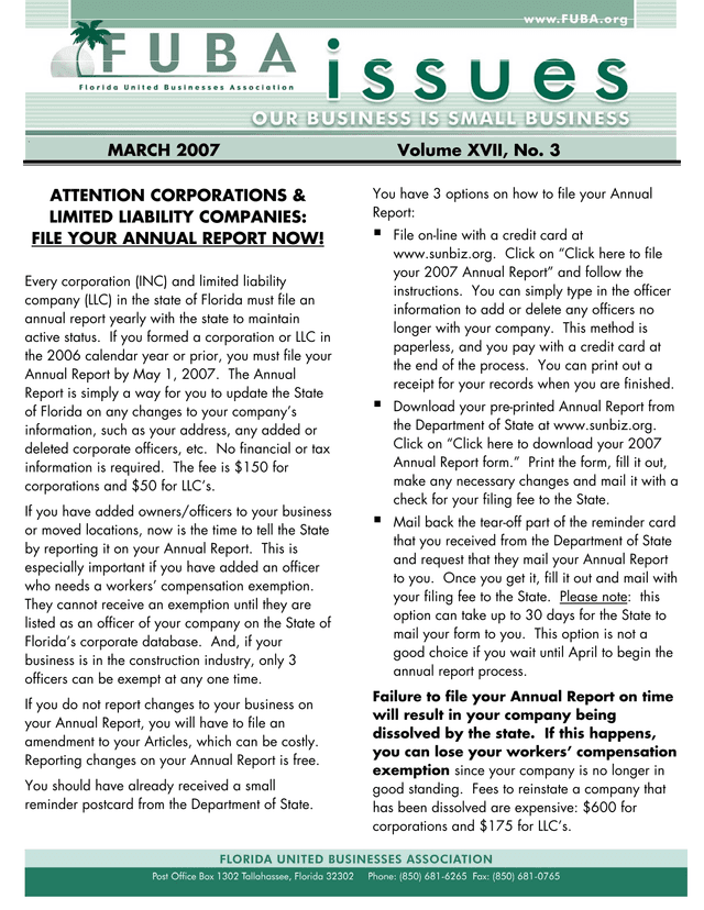 Annual Report Filing Notice screenshot