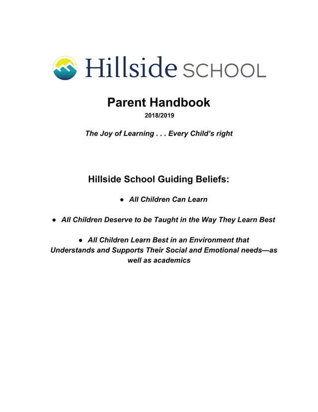 Parent Handbook 20182019 screenshot
