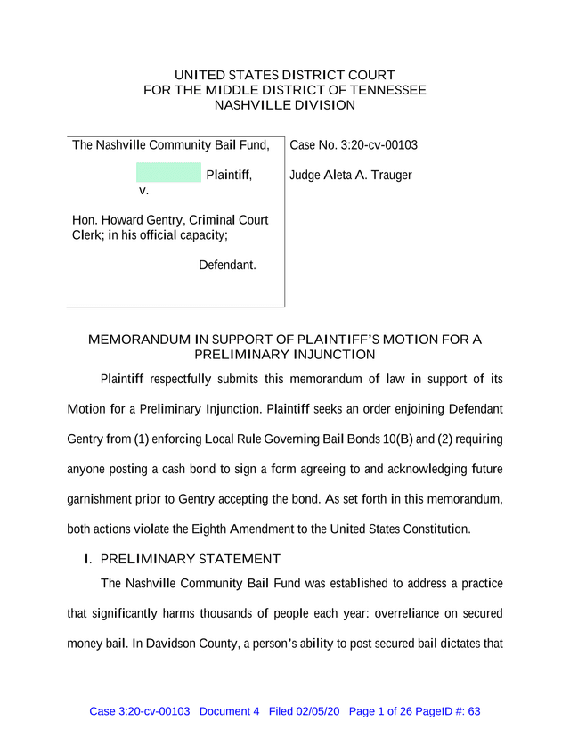 Memorandum In Support Of PlaintiffS Motion For A Preliminary Injunction screenshot