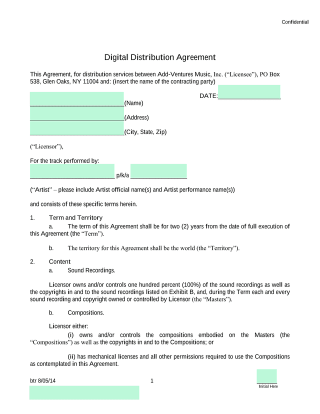 Digital Distribution Agreement screenshot
