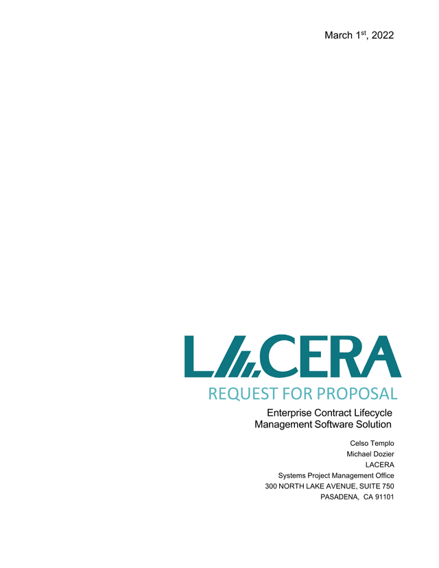 REQUEST FOR PROPOSAL Enterprise Contract Lifecycle Management Software Solution screenshot