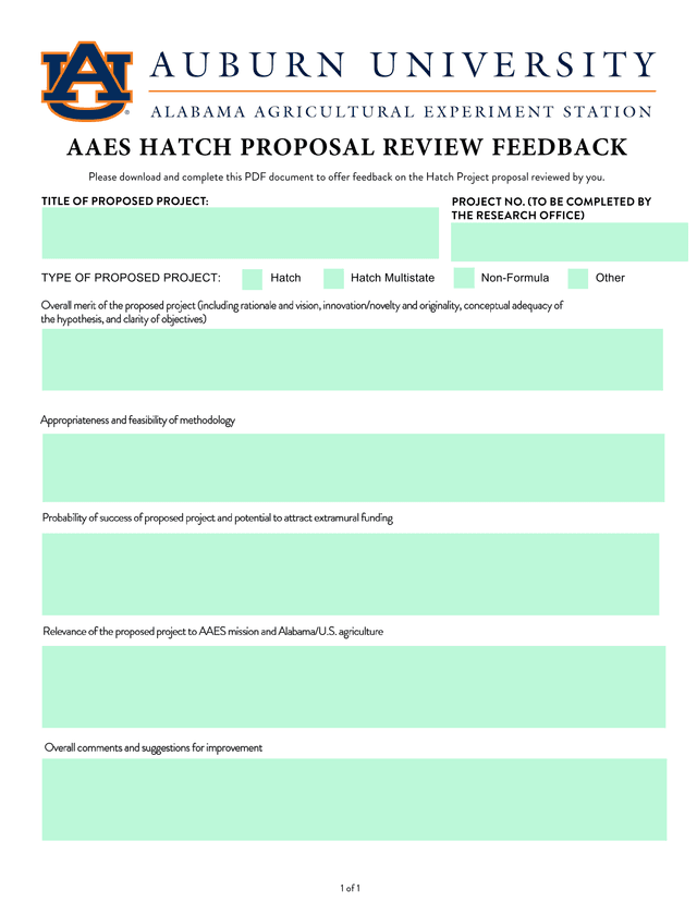 AAES Hatch Proposal Review Feedback screenshot