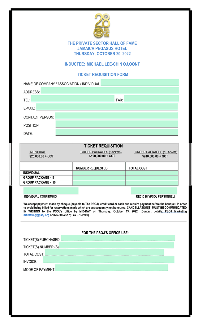 Ticket Requisition Form screenshot