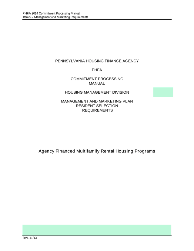 PHFA 2014 Commitment Processing Manual screenshot