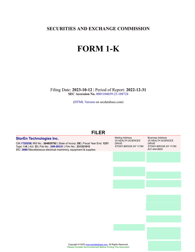 Form 1 K Annual Report screenshot