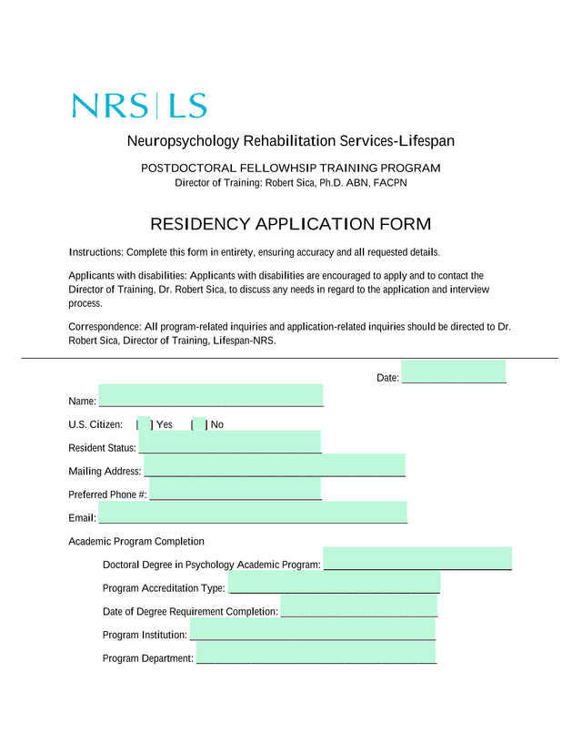 Neuropsychology Rehabilitation Services Lifespan Postdoctoral Fellowship Training Program Residency  screenshot