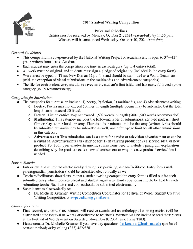 2024 Student Writing Competition Rules And Guidelines screenshot
