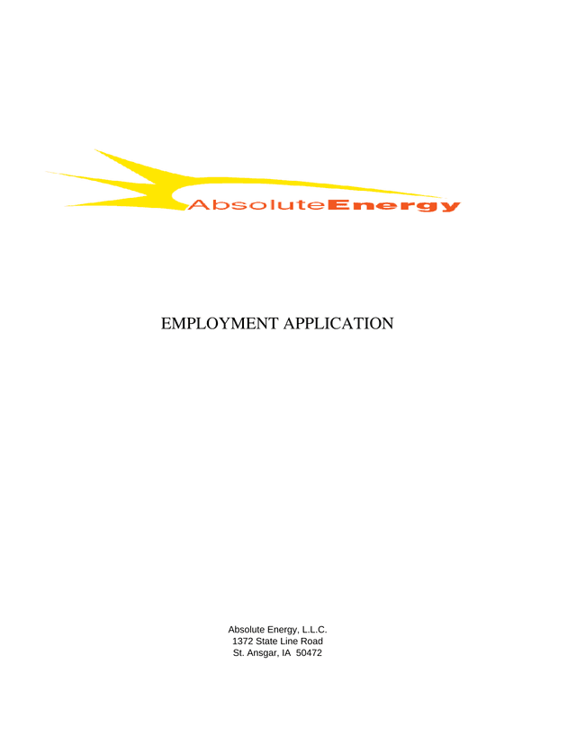 EMPLOYMENT APPLICATION screenshot
