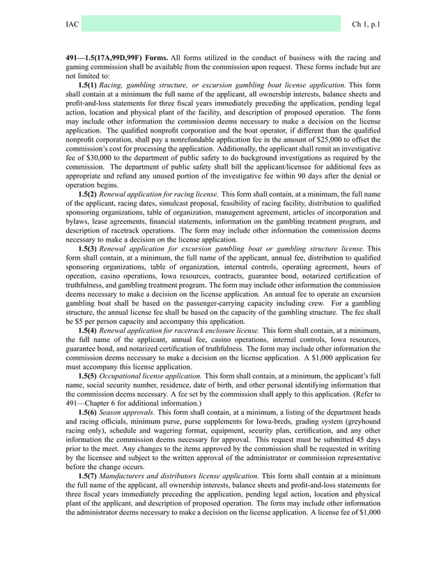 Racing And Gaming Commission Forms screenshot
