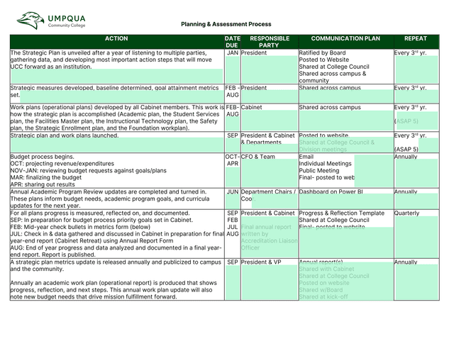 Strategic Planning  Assessment Process screenshot
