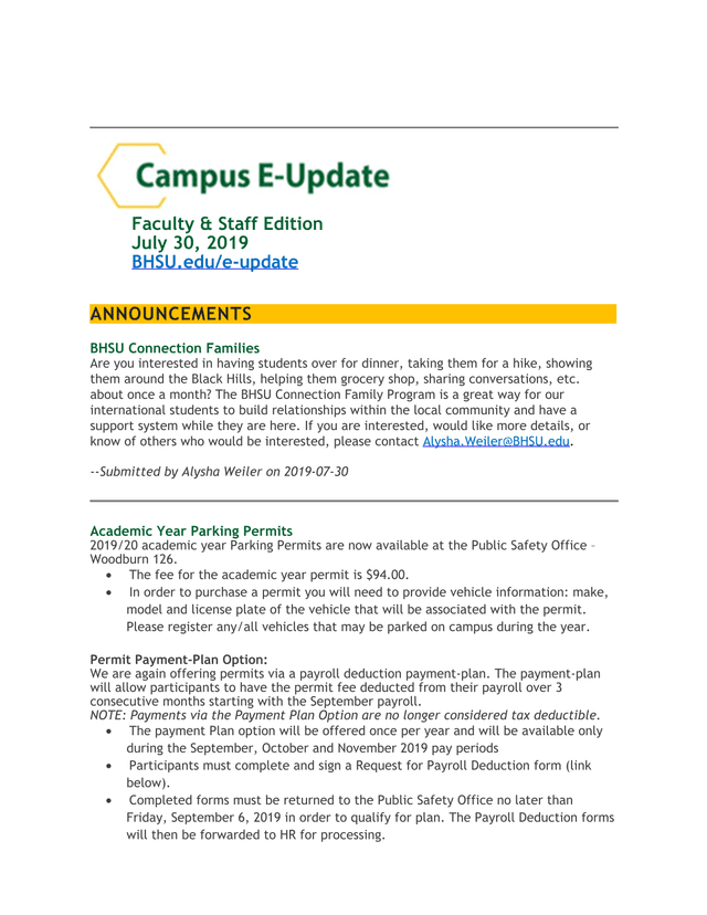 Faculty  Staff Edition   BHSU E Update screenshot