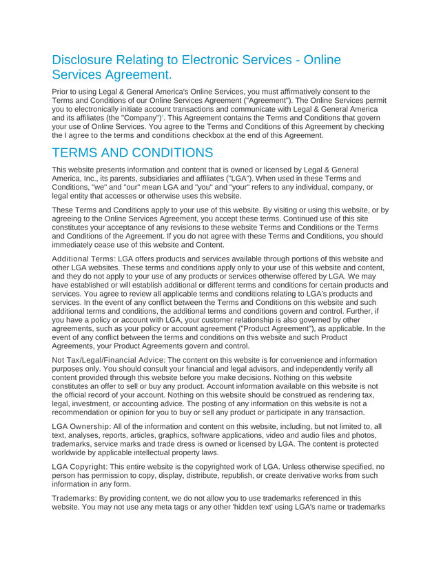 Disclosure Relating To Electronic Services   Online Services Agreement screenshot