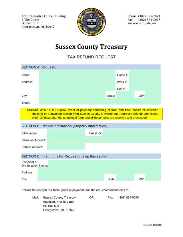 TAX REFUND REQUEST screenshot