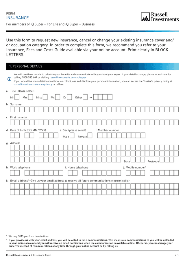 Insurance Form screenshot