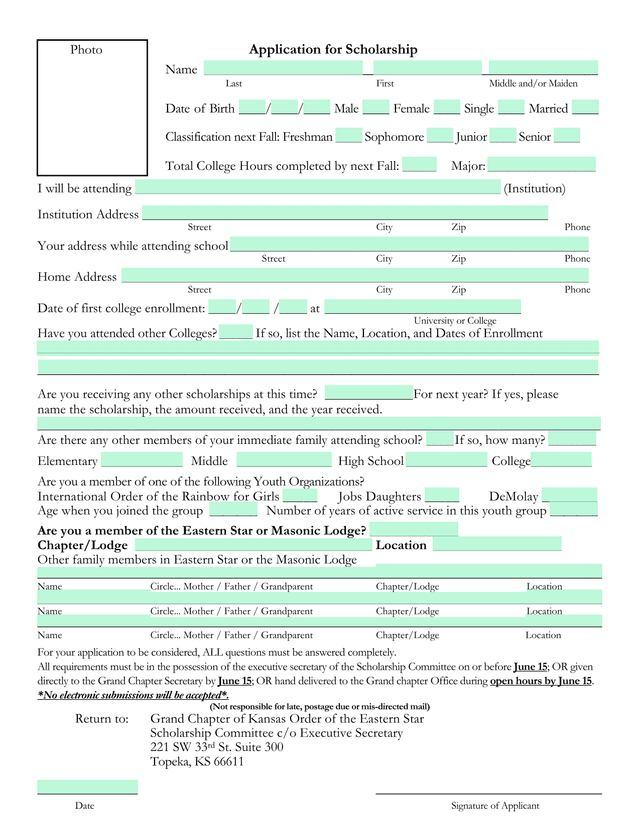 Application For Scholarship screenshot
