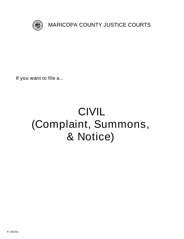 Civil (Complaint, Summons,  Notice) screenshot