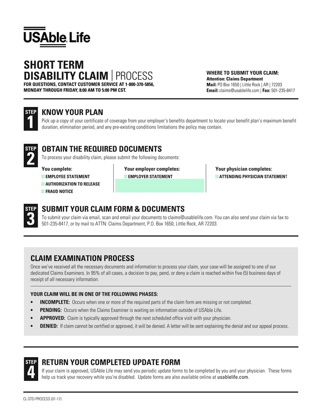 Short Term Disability Claim Process screenshot