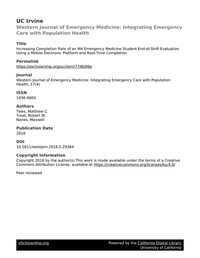 Increasing Completion Rate Of An M4 Emergency Medicine Student End Of Shift Evaluation Using A Mobil screenshot