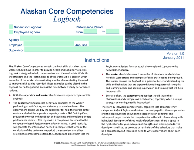 Alaskan Core Competencies Logbook screenshot
