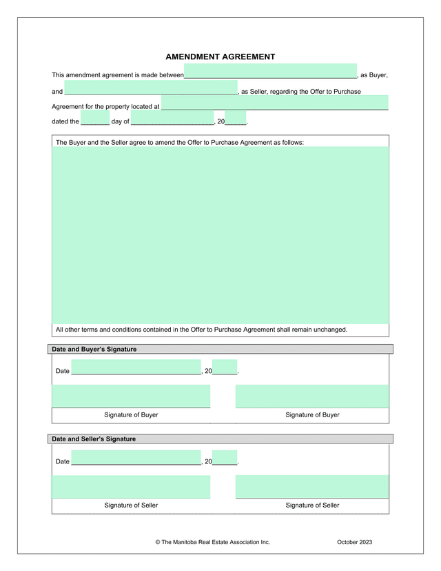 Amendment Agreement screenshot
