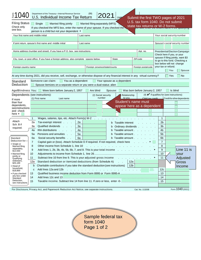 Form 1040 screenshot