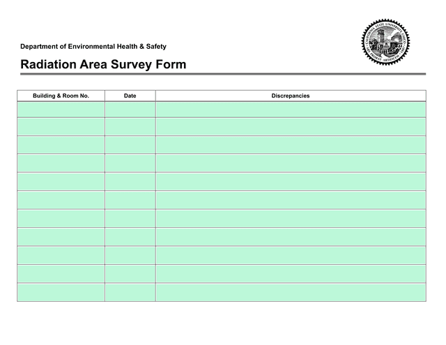 Radiation Area Survey Form screenshot
