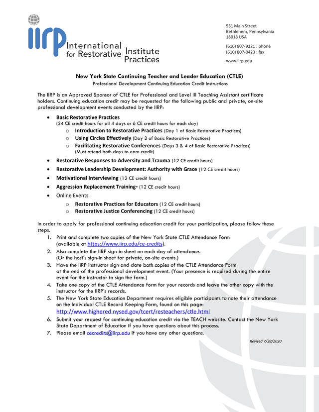New York State Continuing Teacher And Leader Education (CTLE) Professional Development Continuing Ed screenshot