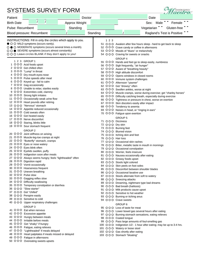SYSTEMS SURVEY FORM screenshot
