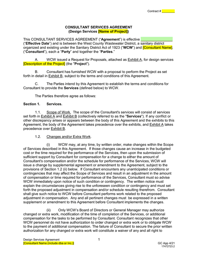 Design Services Agreement screenshot