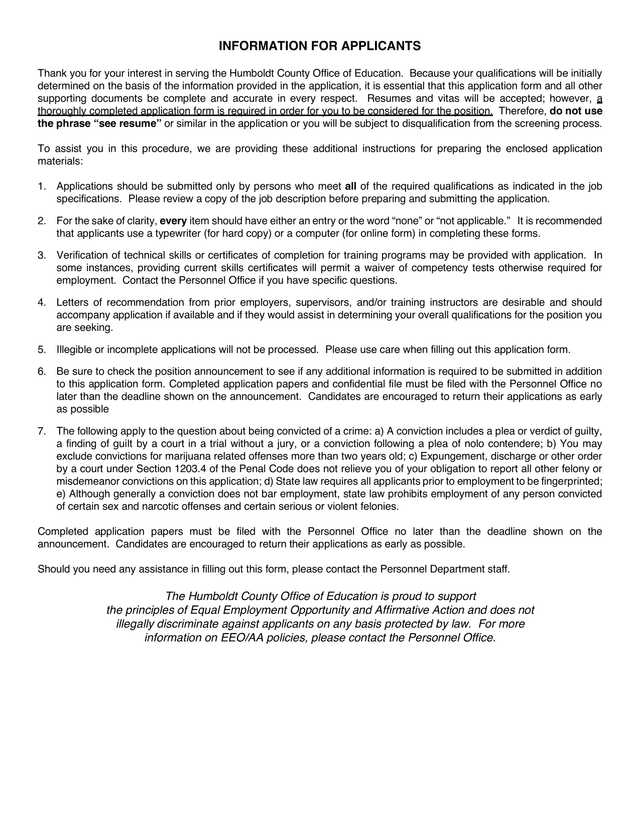 Information For Applicants screenshot