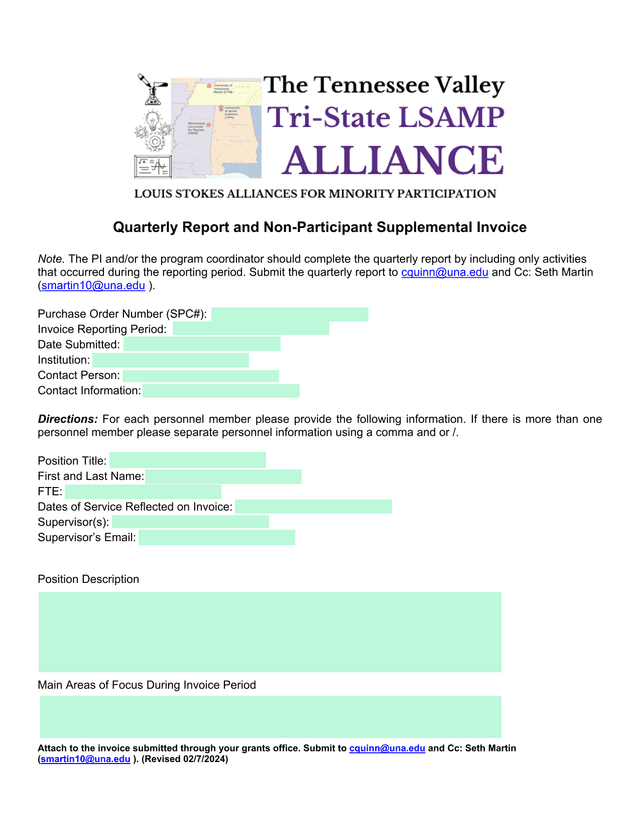 Quarterly Report And Non Participant Supplemental Invoice screenshot