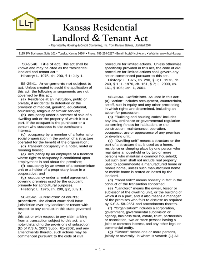 Residential Landlord And Tenant Act screenshot